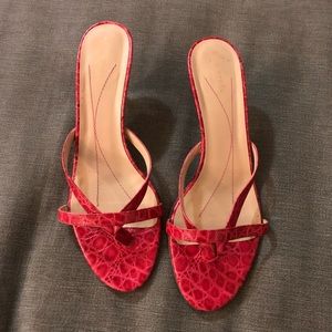 EUC Kate Spade Red Turquoise Kitten Heels, 9